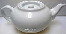 Large Flat White Tea Pot